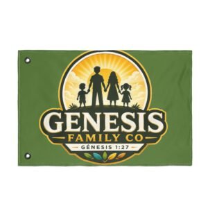Genesis Family Co Flag — Double-Sided Family Crest Banner (Genesis 1:27)